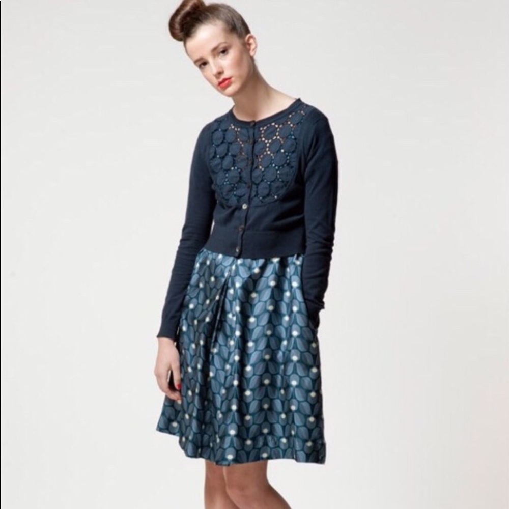 Orla Kiely Olive & Orange Navy Cardigan